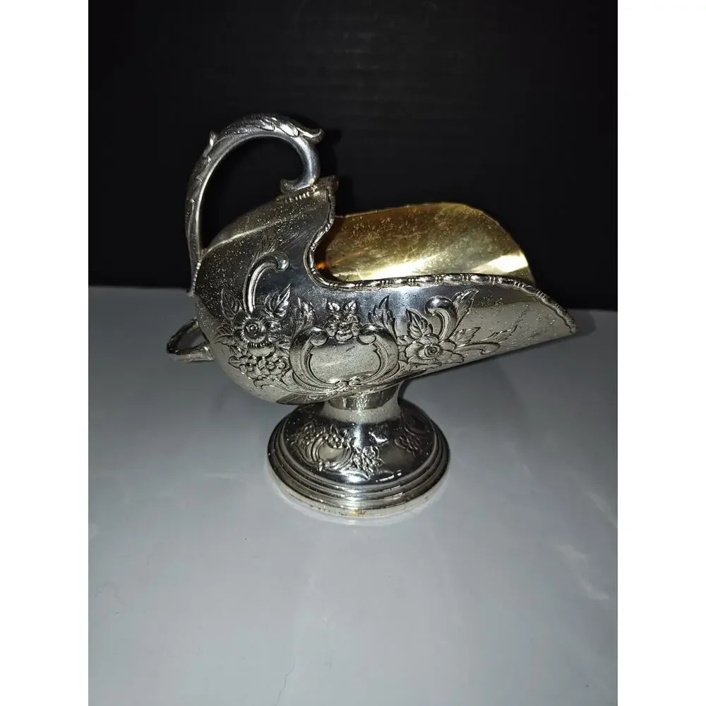 Raimond Sterling Silver Plated Sugar Scuttle Vintage Flower Botanical Designs